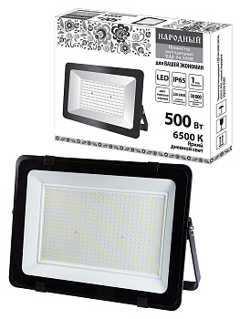 Прожектор светодиодный СДО-04-500Н 500 Вт, 6500 К, IP65, черный, Народный TDM