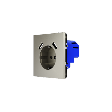 Розетка встраиваемая Voltum S70 с заземлением и защитными шторками, 16А, с USB, A+A, (шелк)