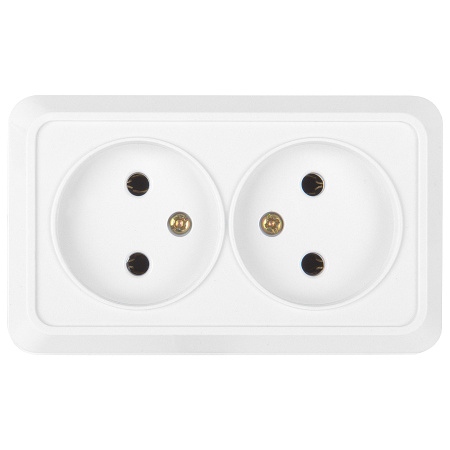 Розетка двойная "Альфа" 2П открытой установки, IP20, 10А, 250В (керамика) белая General 
