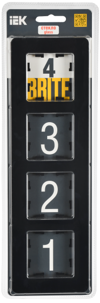 BRITE Рамка 4-мест. РУ-4-2-Бр стекло черн. RE IEK