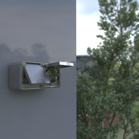 Розетка влагозащ. с зазем. с защит. крышкой и шторками (серебряный) Gallant ОУ IP44 Werkel