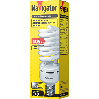 Лампа энергосберегающая спираль КЭЛ-FS 105 Вт Е40 4000К Navigator