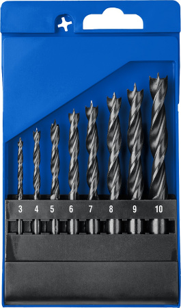 8 шт(3-4-5-6-7-8-9-10 мм), набор спиральных сверл по дереву, М-образная заточка ЗУБР