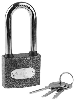 Замок "Мастер" навесной, металлический корпус, удлиненная закаленная дужка, 50мм ЗУБР