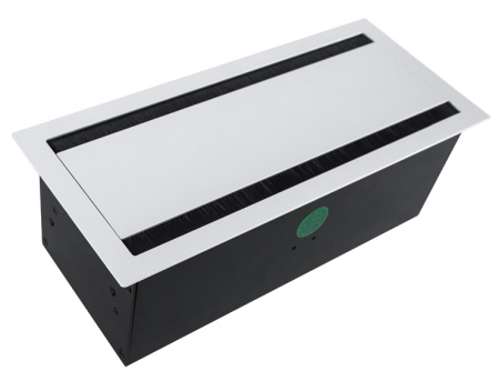 Donel Настольный встраиваемый розеточный блок с откидной крышкой 8 мод. (4 мод. 45х45), алюминий