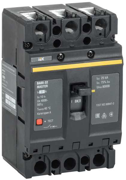 Выключатель автоматический ВА88-32 3П 50А 25кА MASTER IEK