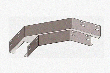 Лоток угловой замковый глухой КГЗГ 200х50-90 УТ1,5 поворот на 90, оцинкованный лист, S1,5