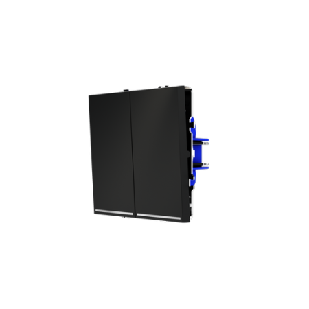 Выключатель встраиваемый Voltum S70 двухклавишный с подсветкой 10А, (черный матовый)