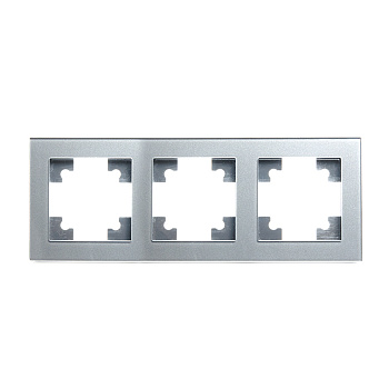 Рамка 3-местная, стекло, STEKKER, GFR00-7003-03, серия Катрин, серебро