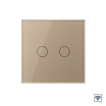 Сенсорный радиоуправляемый выключатель 2 клавиши 1 пост Золотой Livolo