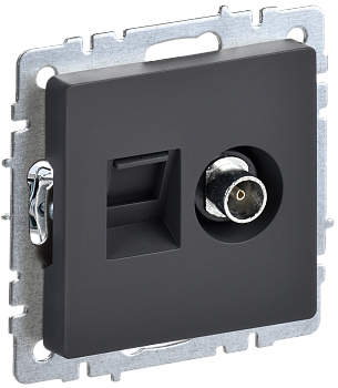 BRITE Розетка двойная TV+RJ45 кат.5E РТВ/РК12-БрГ графит  IEK