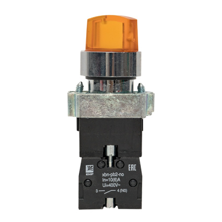 Переключатель BD21 2P c желтой подстветкой 24В NO PROxima EKF