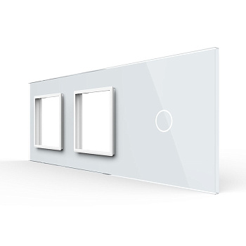 Панель для двух розеток и сенсорного выключателя, 1 клавиша, цвет белый, стекло Livolo