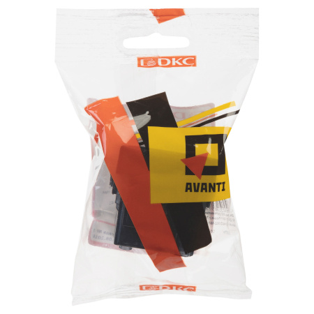 Розетка с крышкой модульная, 2P+E, с з/ш, "Avanti", "Черный квадрат", 2модуля DKC