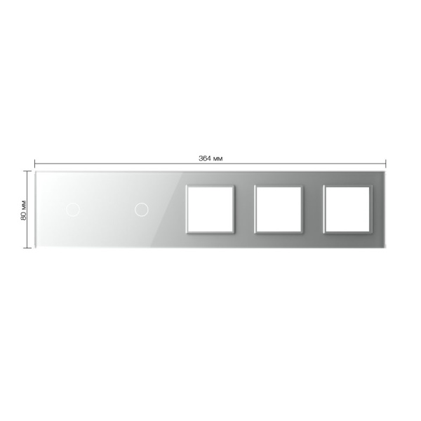 Панель для 2-х сенсорных выключателей и 3-х розеток, 2 клавиши (1+1), цвет серый, стекло Livolo