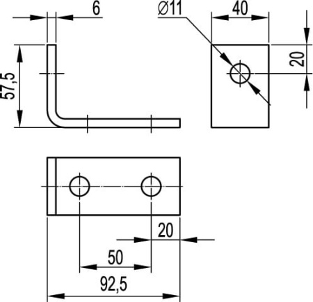 Уголок одиночный удлиненный 92 мм, горячеоцинкованный DKC