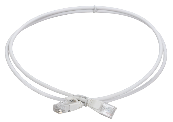 ITK Коммутационный шнур (патч-корд) кат.5E UTP LSZH 2м slim колпачок с язычком белый
