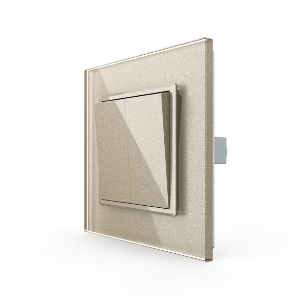 Двухклавишный механический выключатель 1 пост, цвет шампань Livolo