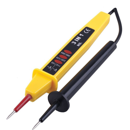 Тестер ступенчатой индикации напряжения STEKKER TST500-2 контактный двухполюсной до 500V, желтый