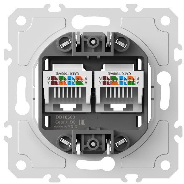 Donel механизм розетки RJ45 + RJ45 (двойная) cat.6/ClassE-8/8, серия DB