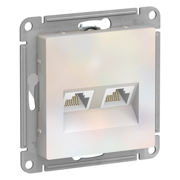 ATLASDESIGN Механизм розетки без лицевой панели СУ 2-ая компьютерная RJ45+RJ45 . жемчуг IP20 Schneider Electric