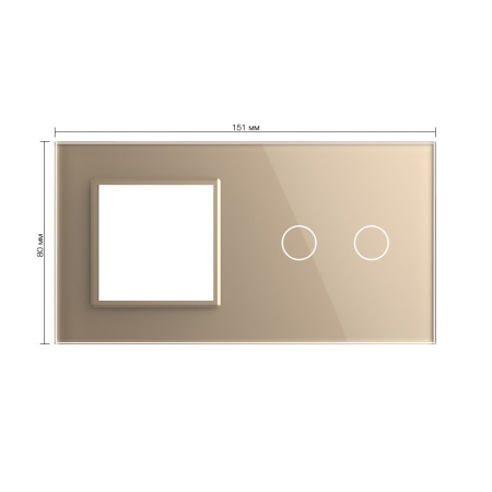 Панель для розетки и сенсорного выключателя, 2 клавиши, цвет золотой, стекло Livolo