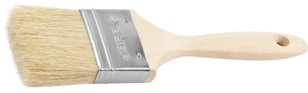 Кисть плоская "УНИВЕРСАЛ-ЭКСПЕРТ", светлая натуральная щетина, деревянная ручка, 2,5"/63мм ЗУБР