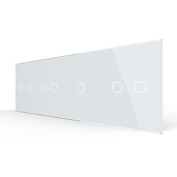Панель для четырех сенсорных выключателей, 7 клавиш (2+2+1+2), цвет белый, стекло Livolo