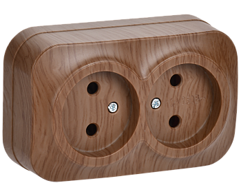 Розетка двухместная ОУ РС22-2-ХД без з/з 10А GLORY дуб IEK