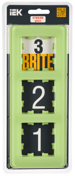 BRITE Рамка 3-мест. РУ-3-2-Бр стекло эко грин RE IEK
