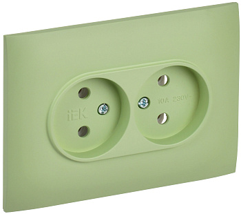 SKANDY Розетка 2-местная без заземления без защитных шторок 10А в сборе SK-R10G мятный IEK