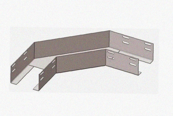 Лоток угловой замковый перфорированный КГЗ 100х100-90 УТ1,5 поворот на 90, оцинкованный лист, S1,5