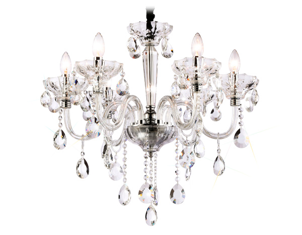 Подвесная люстра с хрусталем TR4900/6 CH/CL хром/прозрачный E14/6 max 40W D663*598 Ambrella Light