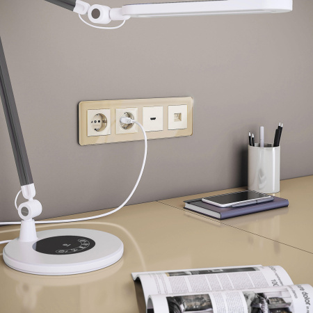 Elite Рамка из стекла на 4 поста айвори Werkel