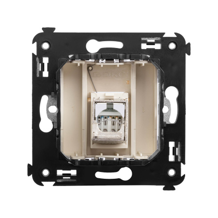 Компьютерная розетка RJ-45 в стену, кат.5e одинарная экранированная, "Avanti","Ванильная дымка" DKC