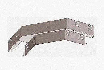 Лоток угловой перфорированный КГ 200х50-90 УТ1,5 поворот на 90, оцинкованный лист S1,5
