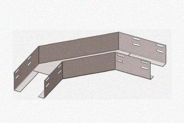 Лоток угловой перфорированный КГ 200х50-90 УТ1,5 поворот на 90, оцинкованный лист S1,5