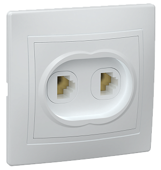 Розетка 2-местная телефонная РТ12-КБ КВАРТА белый IEK