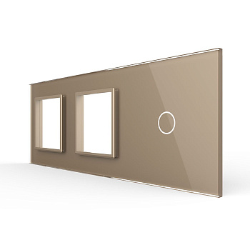 Панель для двух розеток и сенсорного выключателя, 1 клавиша, цвет золотой, стекло Livolo