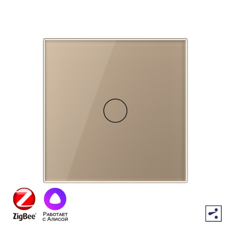 Одноклавишный проходной умный сенсорный выключатель Livolo ZigBee, 1 пост, Золотой VL-C701SZ-2AG