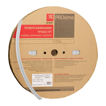 Термоусаживаемая трубка ТУТ нг 80/40 белая рулон PROxima EKF