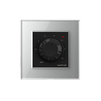 Терморегулятор Welrok RTP для рамки LIVOLO с механическим управлением, датчик пола 3 м, цвет черный с серой рамкой