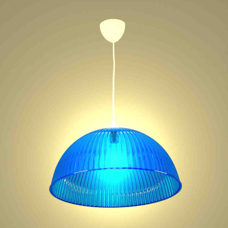 16-27 Светильник декоративный, подвесной, "Оулу", пластик, 1хЕ27 15Вт, 230В, синий, шнур белый, 600мм, крепление под крючок, Ø400х180мм, ла... APEYRON