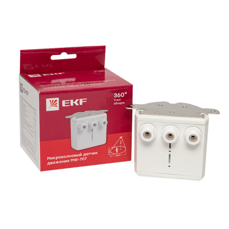 Микроволновый датчик движения бел, для высоких потолков 2000Вт 360гр, 30м IP65 MW-707 EKF