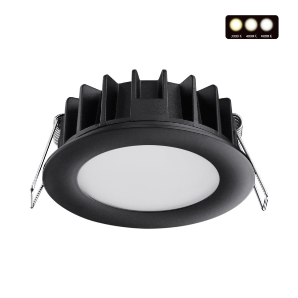 Встр.св/д св-к с перекл.цвет.темп.IP20 LED 3000К/4000К/6000К 10W 220V черный LANTE NOVOTECH
