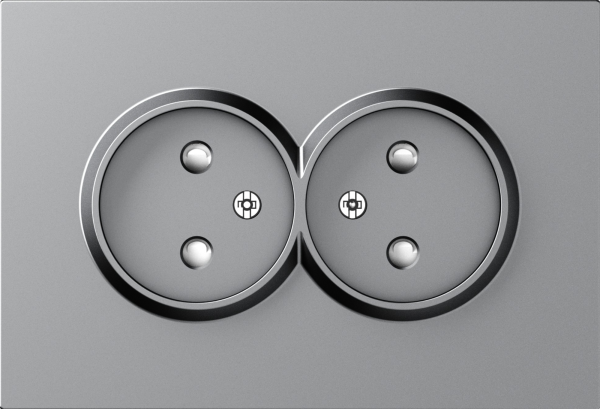 Donel A07 матовый серый накладка для розетки 2-й без заземления, со шторками 16A 250 В~,серия DB