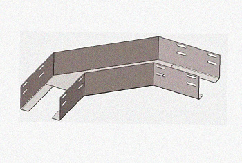 Лоток угловой замковый глухой КГЗГ 400х110-90 УХЛ1 поворот на 90, оцинкованный лист, S1,5