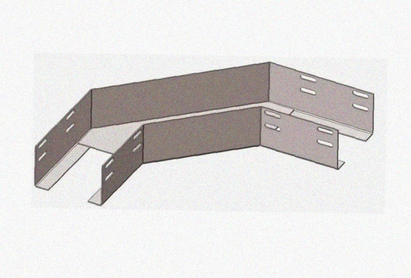 Лоток угловой замковый глухой КГЗГ 400х110-90 УХЛ1 поворот на 90, оцинкованный лист, S1,5