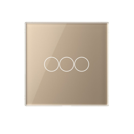Трехклавишный сенсорный выключатель EU стандарт, 1 пост, цвет золотой Livolo