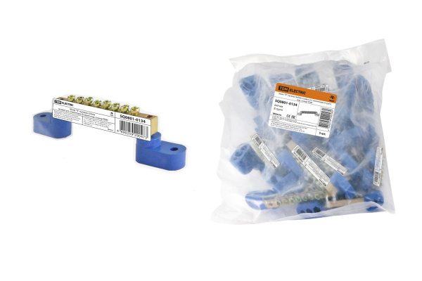 Шина "N" нулевая 6х9мм на двух угл. изоляторах 8 групп инд. стикер TDM Шина "N" нулевая 6х9мм на двух угл. изоляторах 8 групп инд. стикер TDM